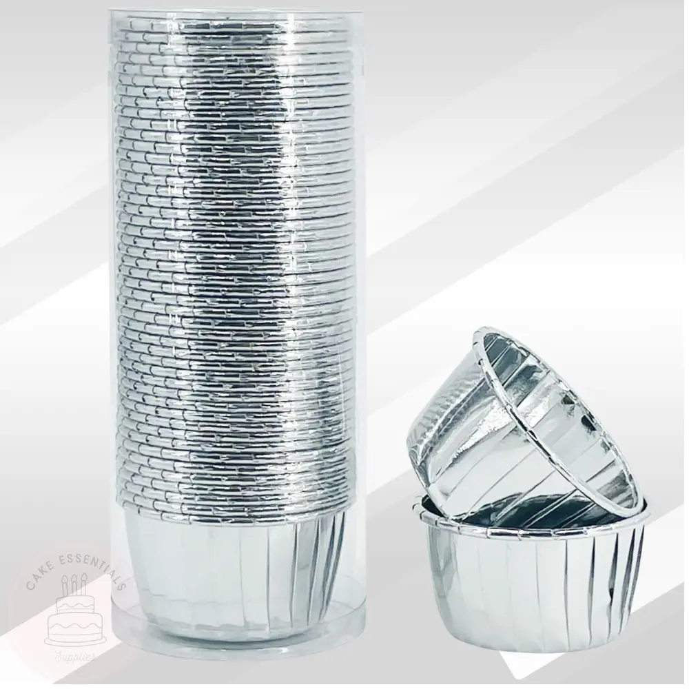 50pcs Silver Cupcake Liners - Aluminum Foil Baking Cups