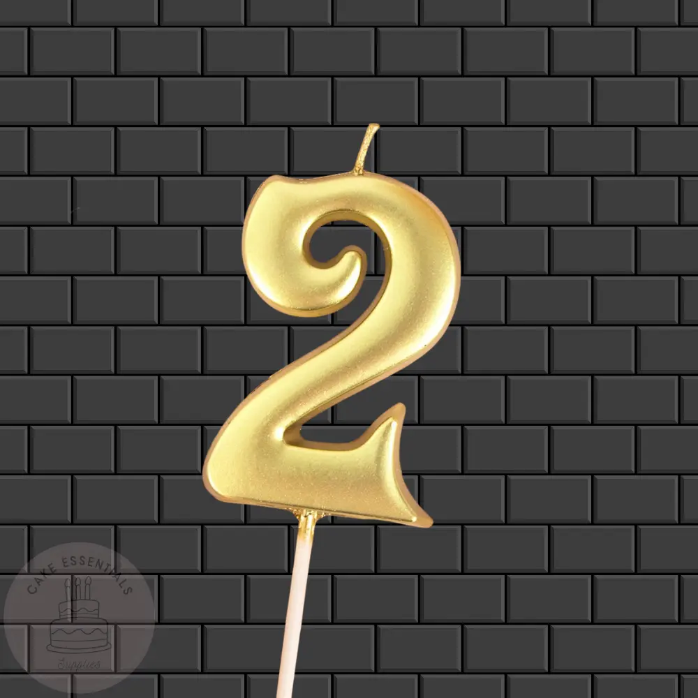 Golden Glow: Premium Number 2 Birthday Candle for Celebrations