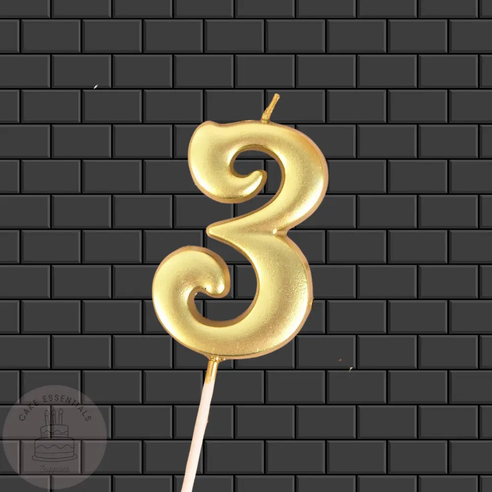 Golden Glow: Premium Number 3 Birthday Candle for Celebrations