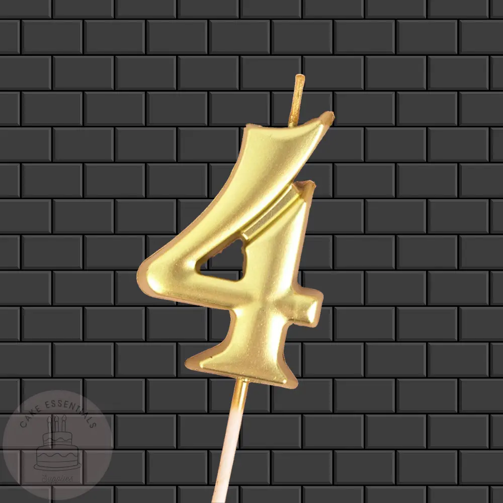 Golden Glow: Premium Number 4 Birthday Candle for Celebrations