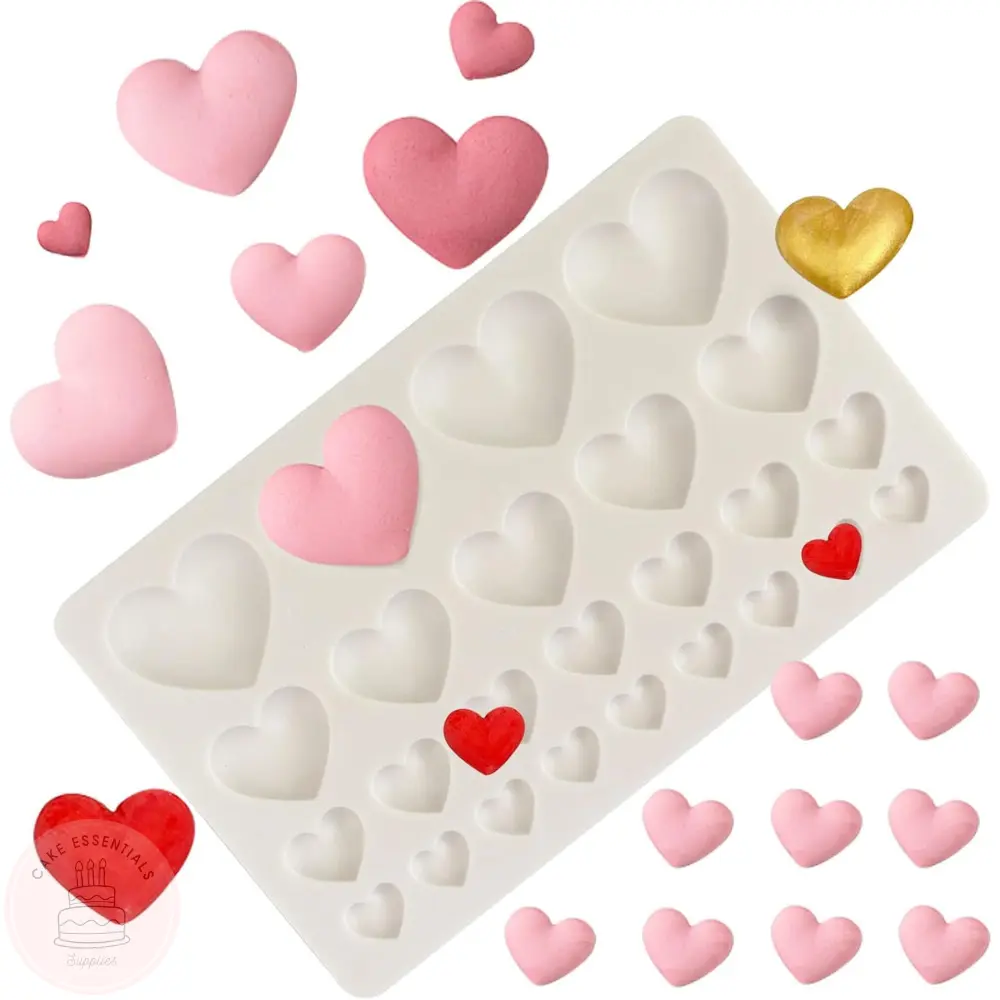 25-Cavity Heart Shape Silicone Mold for Fondant & Chocolate