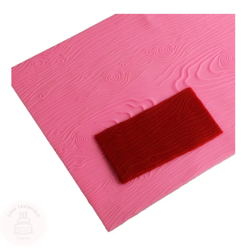 Pink 17x9" Silicone Woodgrain Lace Mold - Fondant & Cake Decorating Mat