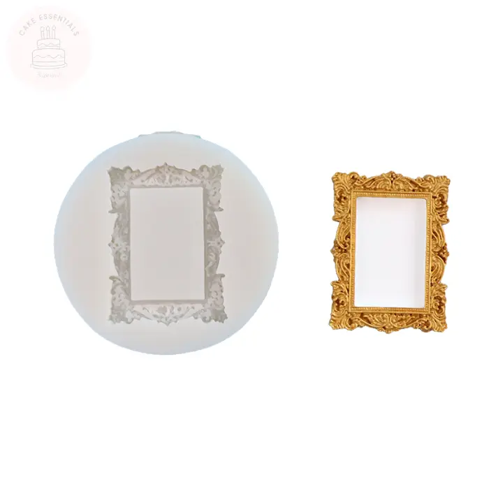 Small Baroque Frame Silicone Mold - Vintage Fondant Mold for Cake Toppers, Candy & Clay