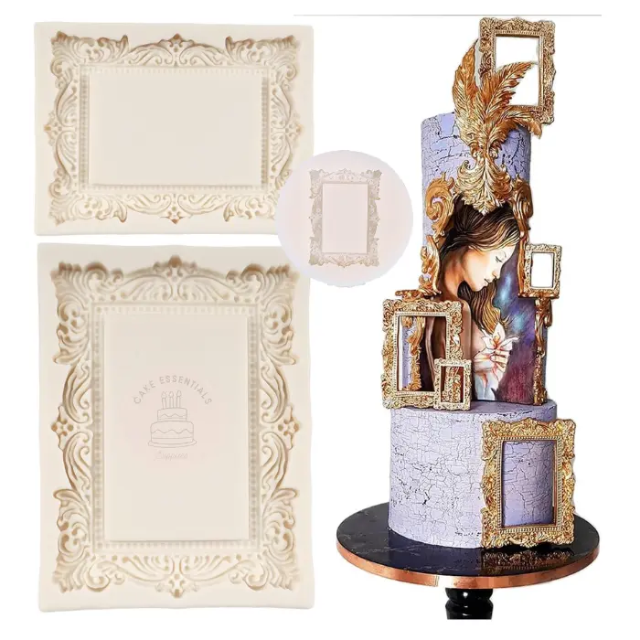 3pc Baroque Frame Silicone Mold Set - Vintage Fondant Molds for Cake Toppers, Candy & Clay