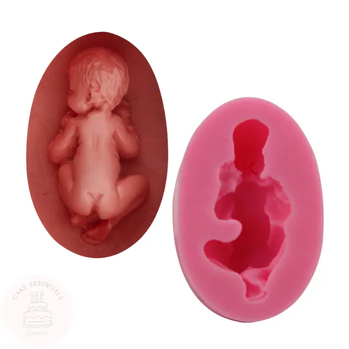 Baby silicone mold for fondant, baking, resin, chocolate, and cake decoration, with a non-stick surface for easy demolding.