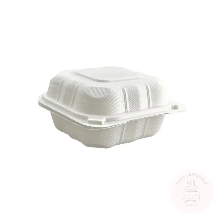 25-piece set of 6x6 disposable bento cake boxes with lids, ideal for bakery packaging and clamshell containers.