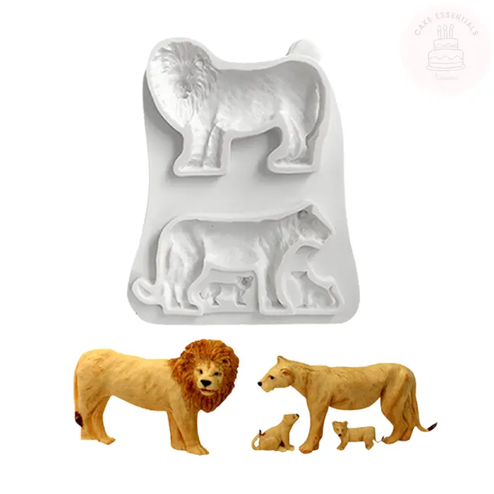 Lion silicone mold for fondant, chocolate, and craft projects, designed for realistic and detailed lion designs.