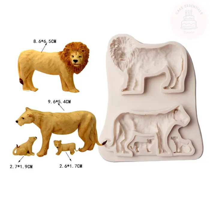 Lion silicone mold for fondant, chocolate, and craft projects, designed for realistic and detailed lion designs.