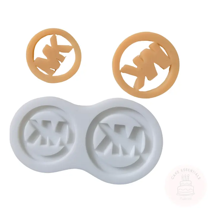 Soft and flexible silicone mold with the Michael Kors (MK) double logo design, ideal for cake decorating, fondant crafting, and creative projects.