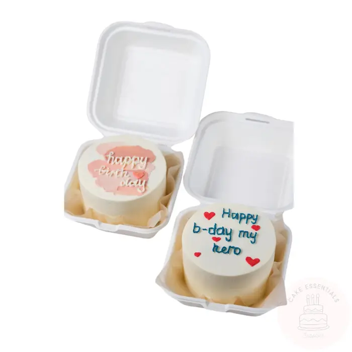 25-piece set of 6x6 disposable bento cake boxes with lids, ideal for bakery packaging and clamshell containers.