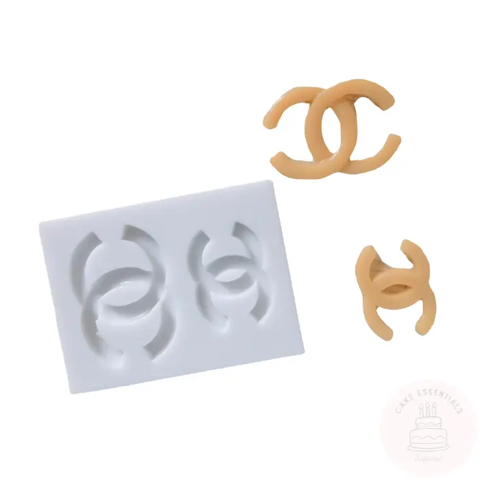 Chanel logo silicone mold for cake decorating, fondant, chocolate, and craft projects.