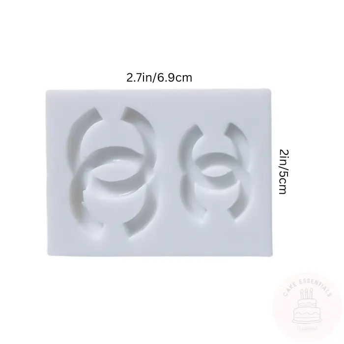 Chanel logo silicone mold for cake decorating, fondant, chocolate, and craft projects.