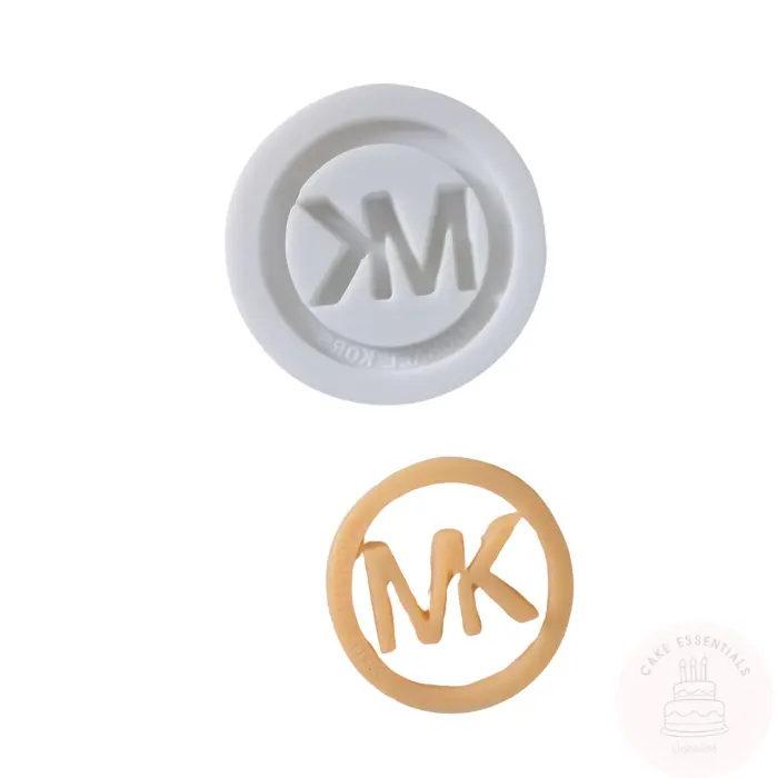 Michael Kors MK logo silicone mold for cake decorating, fondant, chocolate, and craft projects.