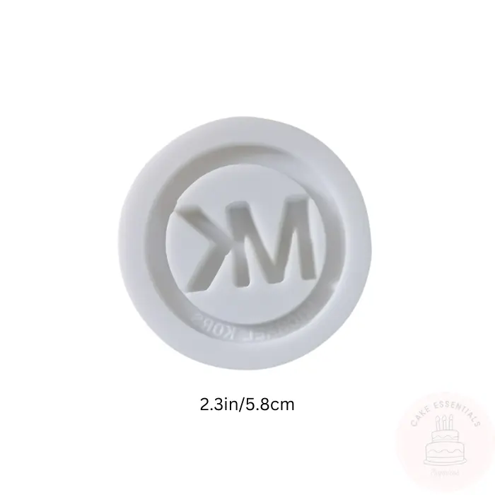 Michael Kors MK logo silicone mold for cake decorating, fondant, chocolate, and craft projects.