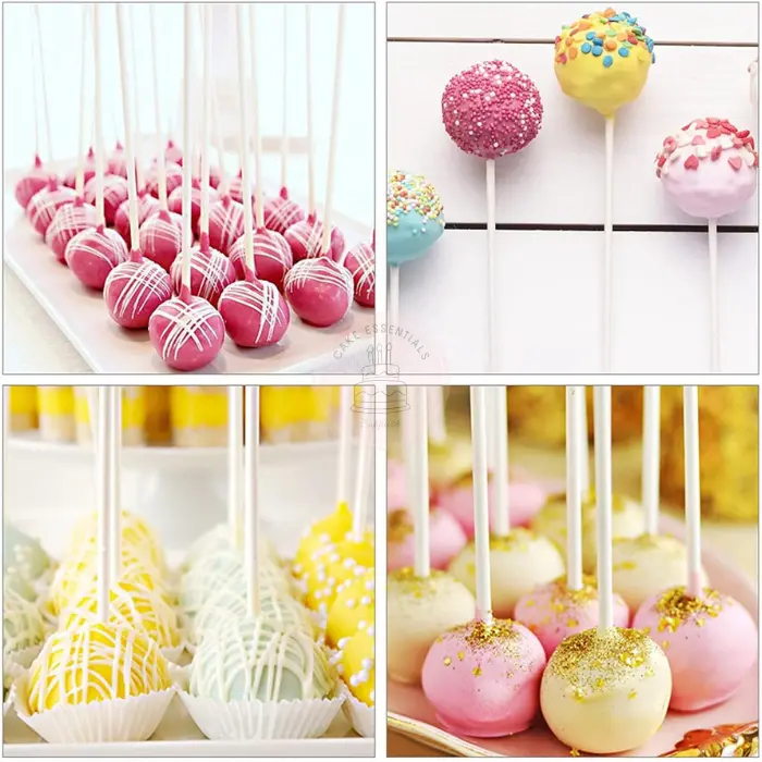 50-pack of 6-inch white cake pop sticks, ideal for lollipops, candy, and chocolate.