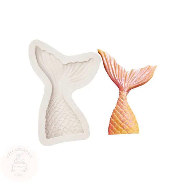 Large and small mermaid tail silicone molds made from food-grade silicone, ideal for sugarcraft, cake decorations, and versatile crafting projects.