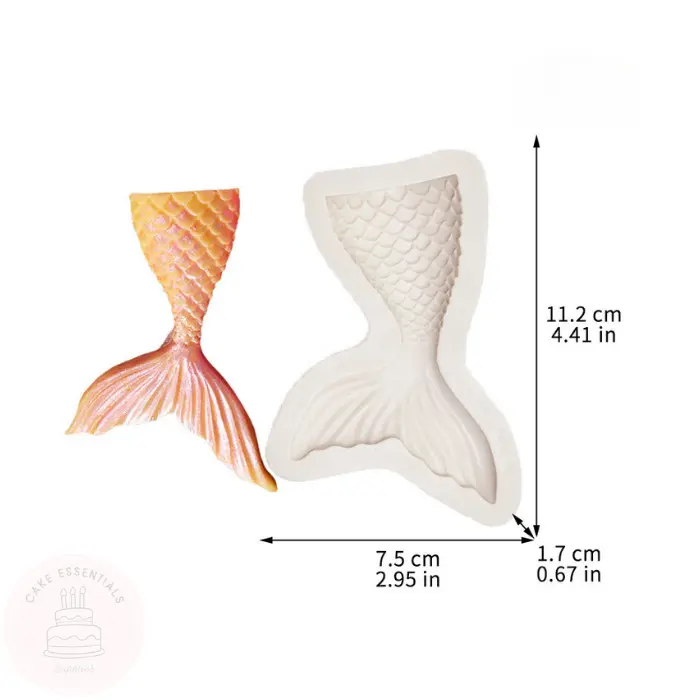 "Large and small mermaid tail silicone molds made from food-grade silicone, ideal for sugarcraft, cake decorations, and versatile crafting projects."