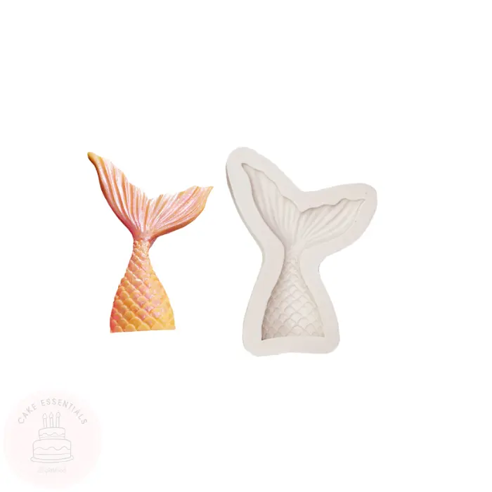 Small mermaid tail silicone mold made from BPA-free, food-grade silicone, ideal for creating fondant, jelly, chocolate, and soap decorations.