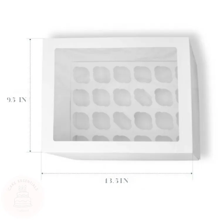 white cupcake box for 24 mini cupcakes with window mini muffin carrier with clear lid and insert cupcake gift packaging box 14x10x4 inch bakery box with transparent top and cupcake holder insert