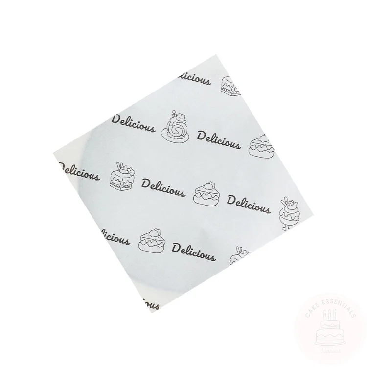 100 sheets of S2 printed 7x7 inch deli wrapping paper – greaseproof wax sheets for bento cakes, mini desserts, and sandwiches