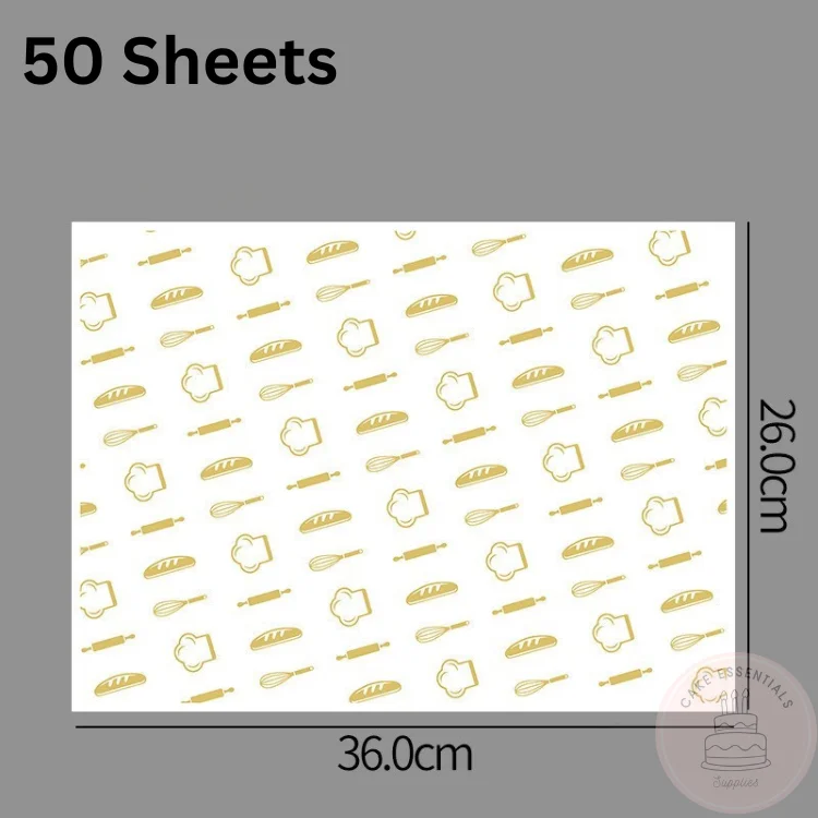 14x10 inch greaseproof wax deli paper used for wrapping custom cakes, desserts, and sandwiches – 50 sheets pack (S2)