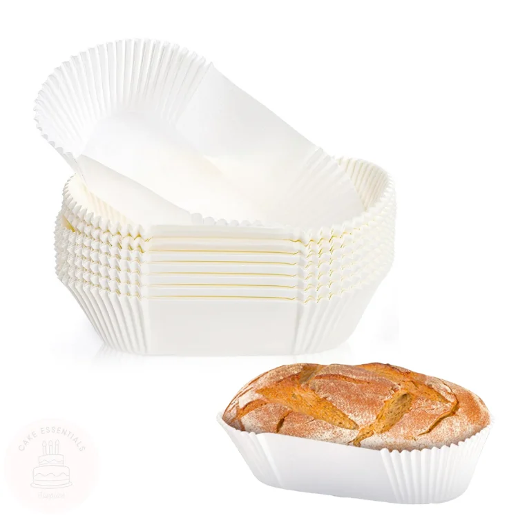 100 pack white disposable paper loaf pan liners for 2 lb bread, cakes, and air fryer use – greaseproof and non-stick