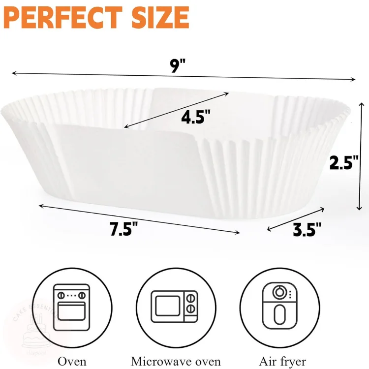 100 pack white disposable paper loaf pan liners for 2 lb bread, cakes, and air fryer use – greaseproof and non-stick