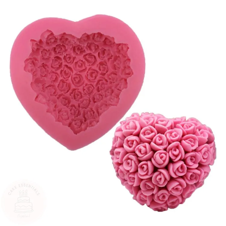 3D rose heart silicone mold for chocolate, fondant, soap, and resin – non-stick and food-grade