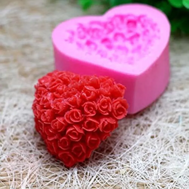 3D rose heart silicone mold for chocolate, fondant, soap, and resin – non-stick and food-grade