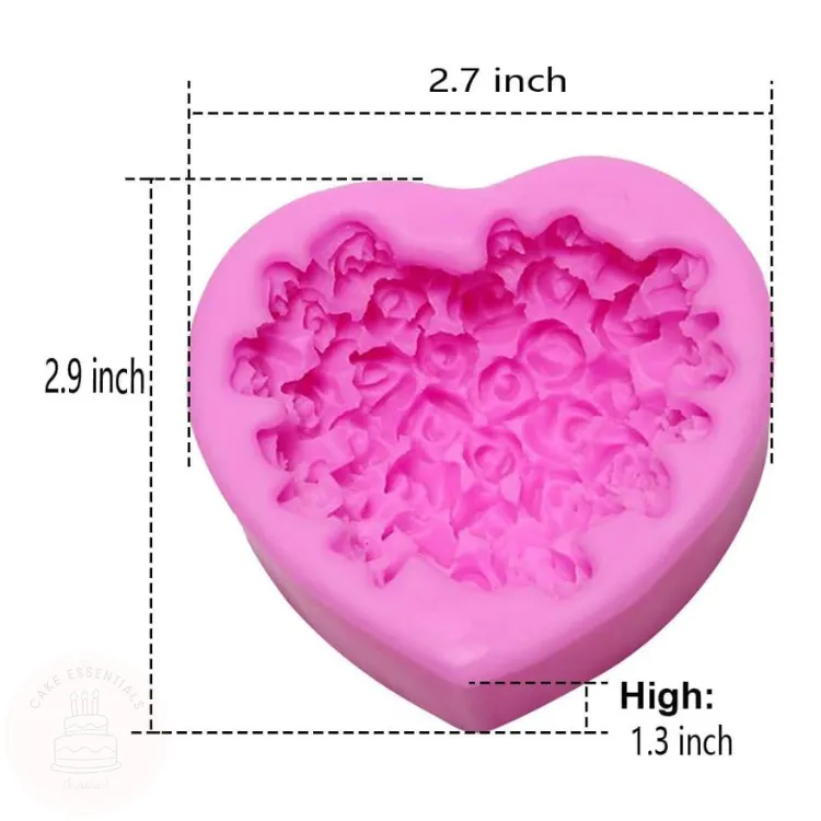 3D rose heart silicone mold for chocolate, fondant, soap, and resin – non-stick and food-grade