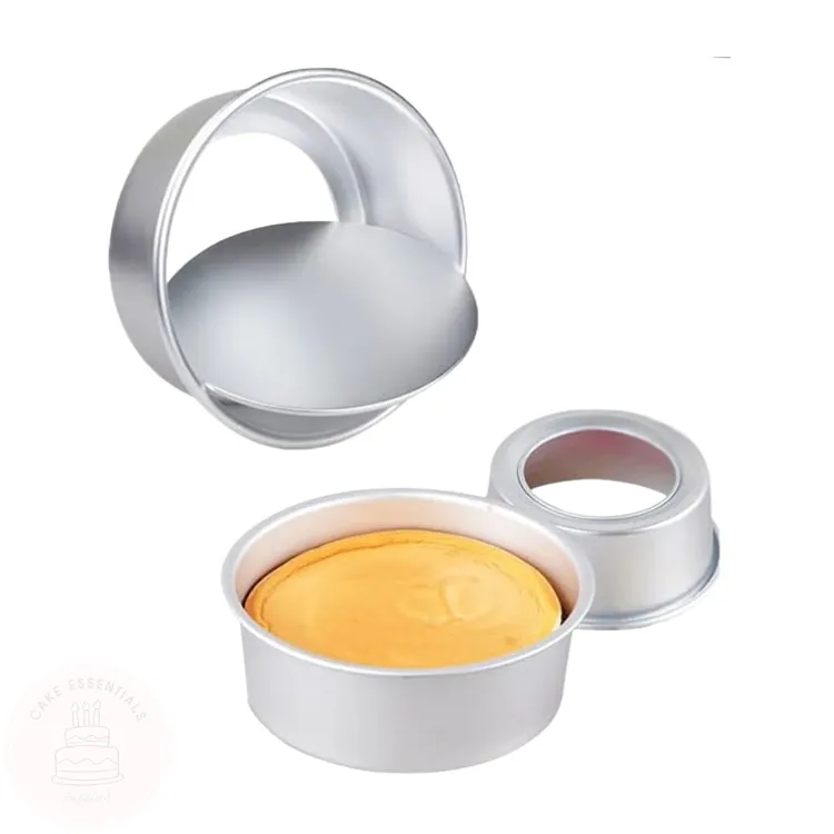 4-inch round aluminum cake pan with removable bottom for chiffon cakes, cheesecakes, and layered desserts
