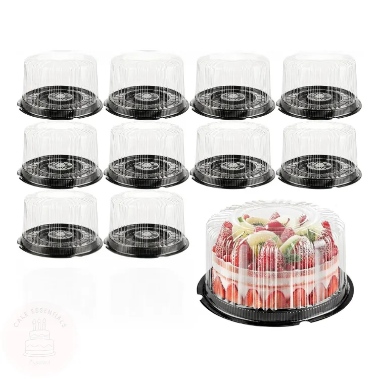6 inch clear disposable cake container with dome lid, round plastic cake carrier for storing and transporting cakes
