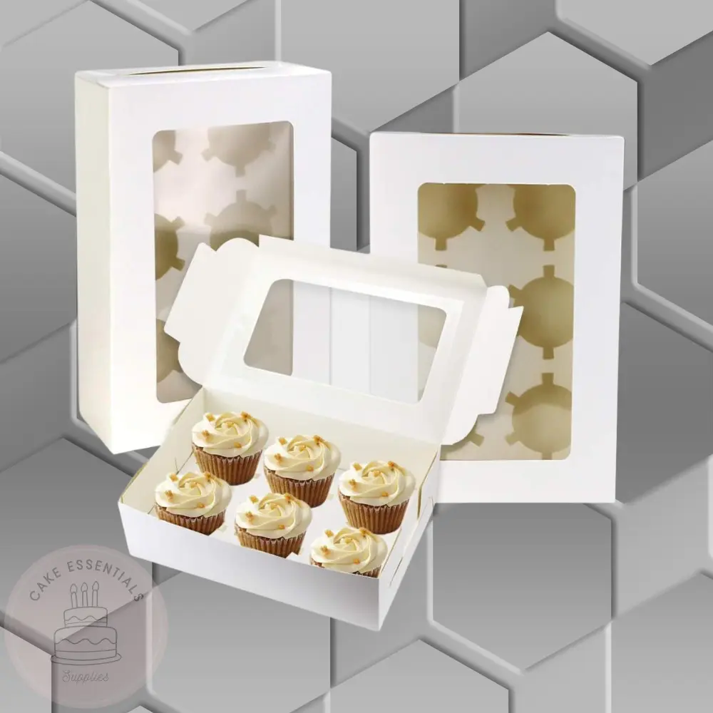 6-Count Regular Cupcake Boxes with Window & Insert