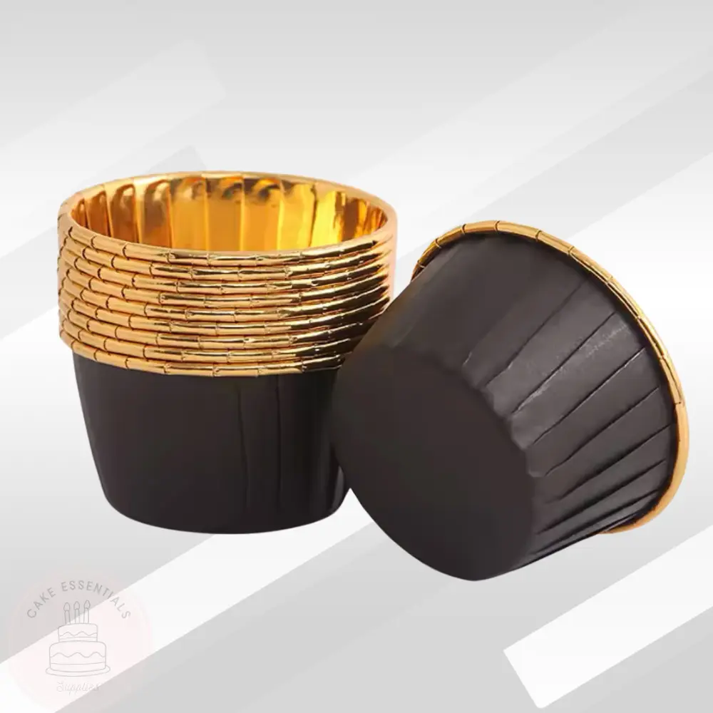 50pcs Black Gold Cupcake Liners - Aluminum Foil Baking Cups